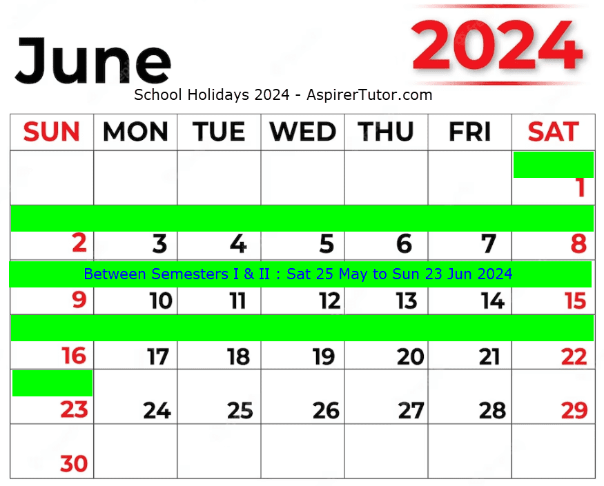 Singapore June School Holidays 2024