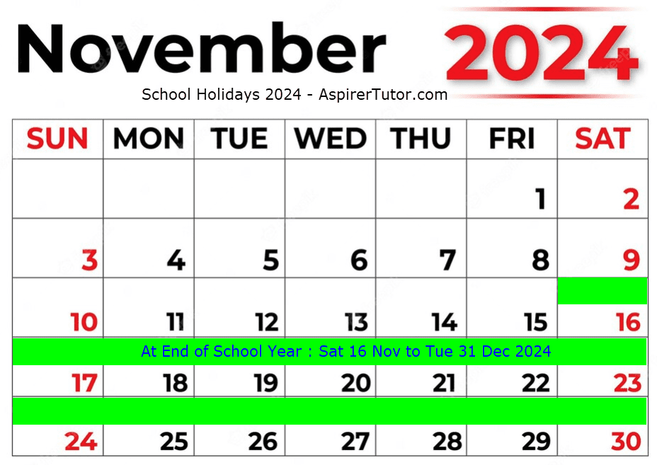 Singapore December School Holidays 2024