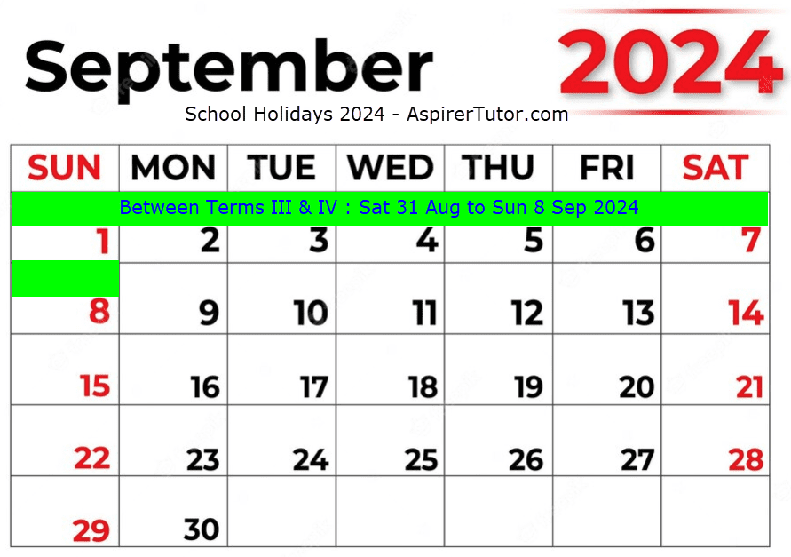 Singapore September School Holidays 2024